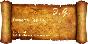 Demecs Gyula névjegykártya
